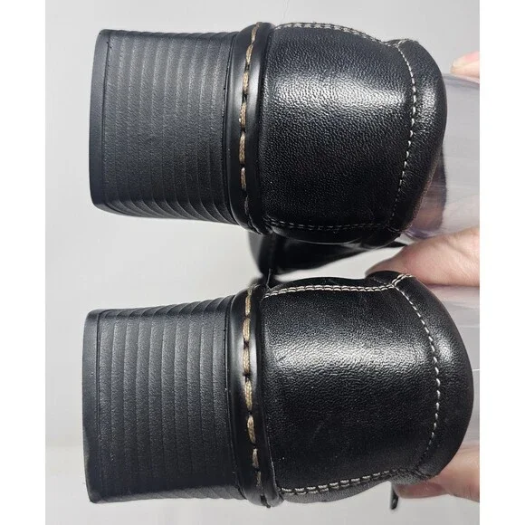 Josef Seibel Black Genuine Leather Block Heel Loafer Comfort Shoes Women Size 37 - Picture 6 of 8